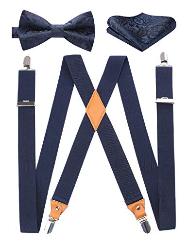 HISDERN Bretelles pour hommes avec de tres fortes 4 clips Heavy D...