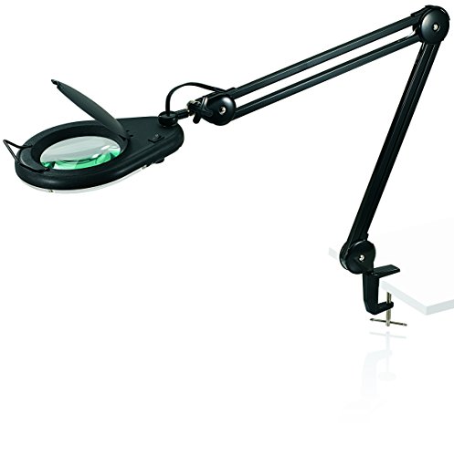 ❤ Crazy Deals V-LIGHT Full Spectrum Natural Daylight Effect Clamp-On Magnifier Task Lamp with 5-Inch Glass 3-Diopter Magnifier Lens (VS01222B)