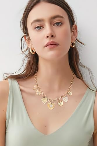 LILIE&WHITE Gold Heart Necklaces For Women With Different Heart Charms Gold Charm Sun Heart Necklace Coin Charms Fashion Jewelry Gift3