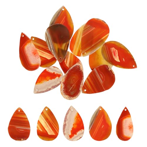 Image of Rebower Agate Slices - Red 12 Pcs Natural Irregular Geode Agate with Holes Healing Crystals Geode Stones, [for DIY Jewelry Making Home Decoration]