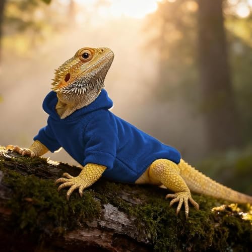 1pc Wezxrauo Soft Leopard Gecko Costume & Coat, Lizard Outfit for Bearded Dragon Iguana, Photo Outdoor Wear (Blue) - 3
