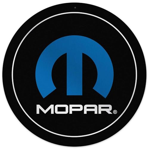 Image of Mopar Logo Round Metal Sign - Vintage Mopar Wall Decor for Garage, Shop or Man Cave