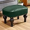 Leather ottoman footrestrustic foot stools ottoman seat wood footstoolrectangle footrest small ottoman for bedroom living room officeentrance hall deep green  urban country home decor
