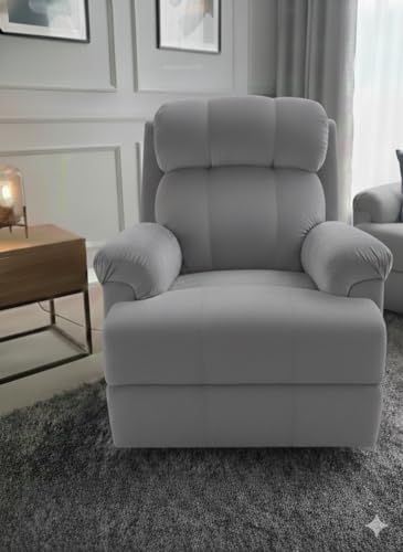 Image of Fabric Livo Recliner Sofa Chair Single Seater for Living Room, Office Manual Push Back Recliner Sofa Chair with Cushioned Armrest & Back Support (Dark Grey)