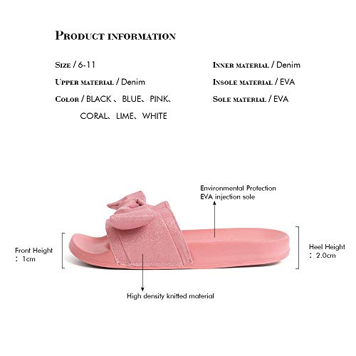 Image of FUNKYMONKEY Women's Bowknot Slides Sandals Comfort Casual Beach Slippers | Soft Denim Fabric Upper & Comfortable EVA Sole, Lightweight Slip-On Slides for Summer, Beach, Pool, and Daily Casual Wear