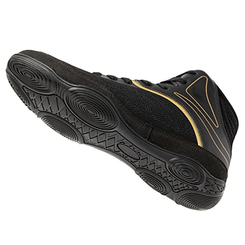 Ifrich Professional Mens Wrestling Shoes Lightweight Breathable Men Wrestling Sport Sneakers (11.5,Black Gold) #TOP4