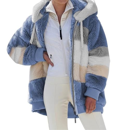La mejor selección de Chaquetas para Mujer comprados en linea. 50 Chaquetas de Forro Polar difusas de Invierno para Mujer, Abrigo cálido de Manga Larga con Cremallera, Prendas de Vestir con Bolsillos