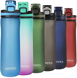 Opard Sports Water Bottle, 600ml BPA Free Non-Toxic Tritan Plastic Drinking Bottle with Leak Proof Flip Top Lid for Gym Yoga Fitness Camping