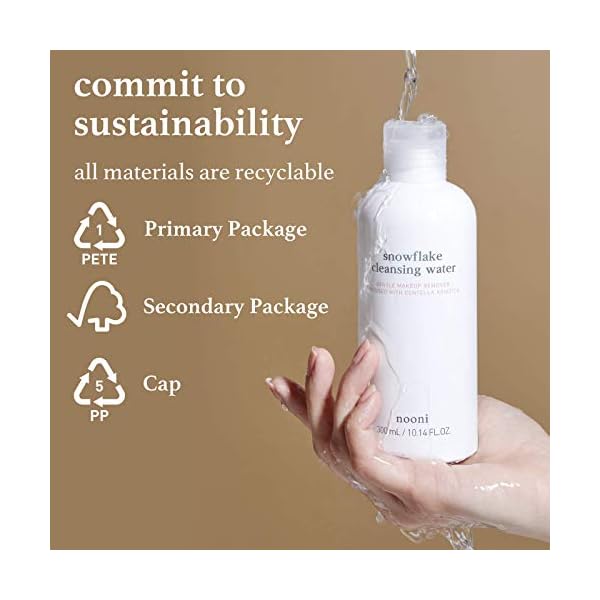 NOONI Snowflake Cleansing Water | All-in-1 Cleansing Water as Cleanser, Makeup Remover and Toner with Centella Asiatica Extract | Vegan, Cruelty-Free, PETA Certified, Korean Skincare, K-Beauty