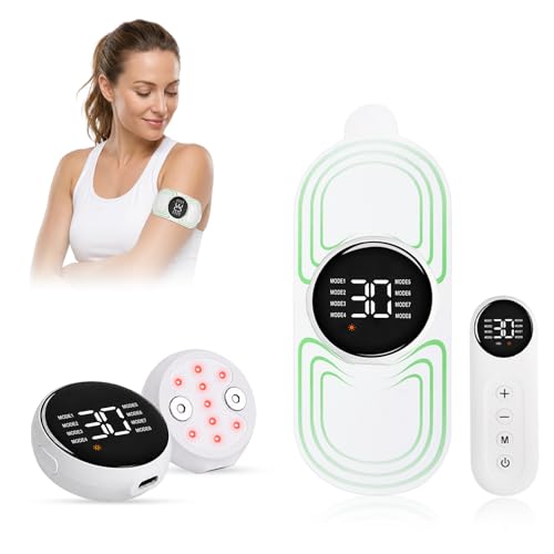 Red Light Electric Pulse Body Massager, Wireless Muscle Relaxation Device with Remote Control, 8 Modes & 30 Levels, Rechargeable Comfort Massager for Back, Neck, Shoulders, Arms and Legs, White by YOEYOU - Used condition - US$51.27