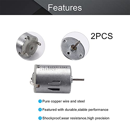 Fielect 7.2V Dc Motor 13500Rpm 0.38A Micro Motor Round Shaft Electric Motor For Diy Airplane Rc Boat Toys Model Diy Hobby, 2Pcs #TOP2