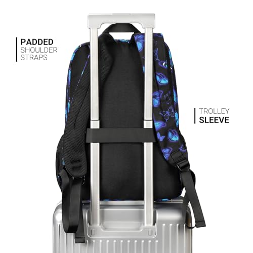 Image of ZORFIN 26L Backpack for College, and Travel: Water Resistant Bookbag - Butterfly Black