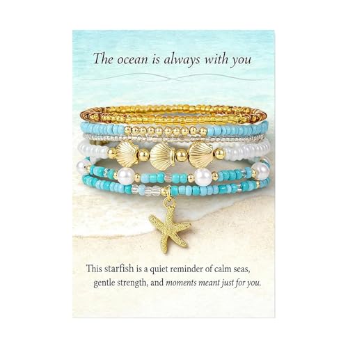 Long tiantian Starfish Bracelet Sea Shell Bracelets for Women Ocean Bracelet Starfish Jewelry Shell Dress Women Beach Fashion Vacation Outfit