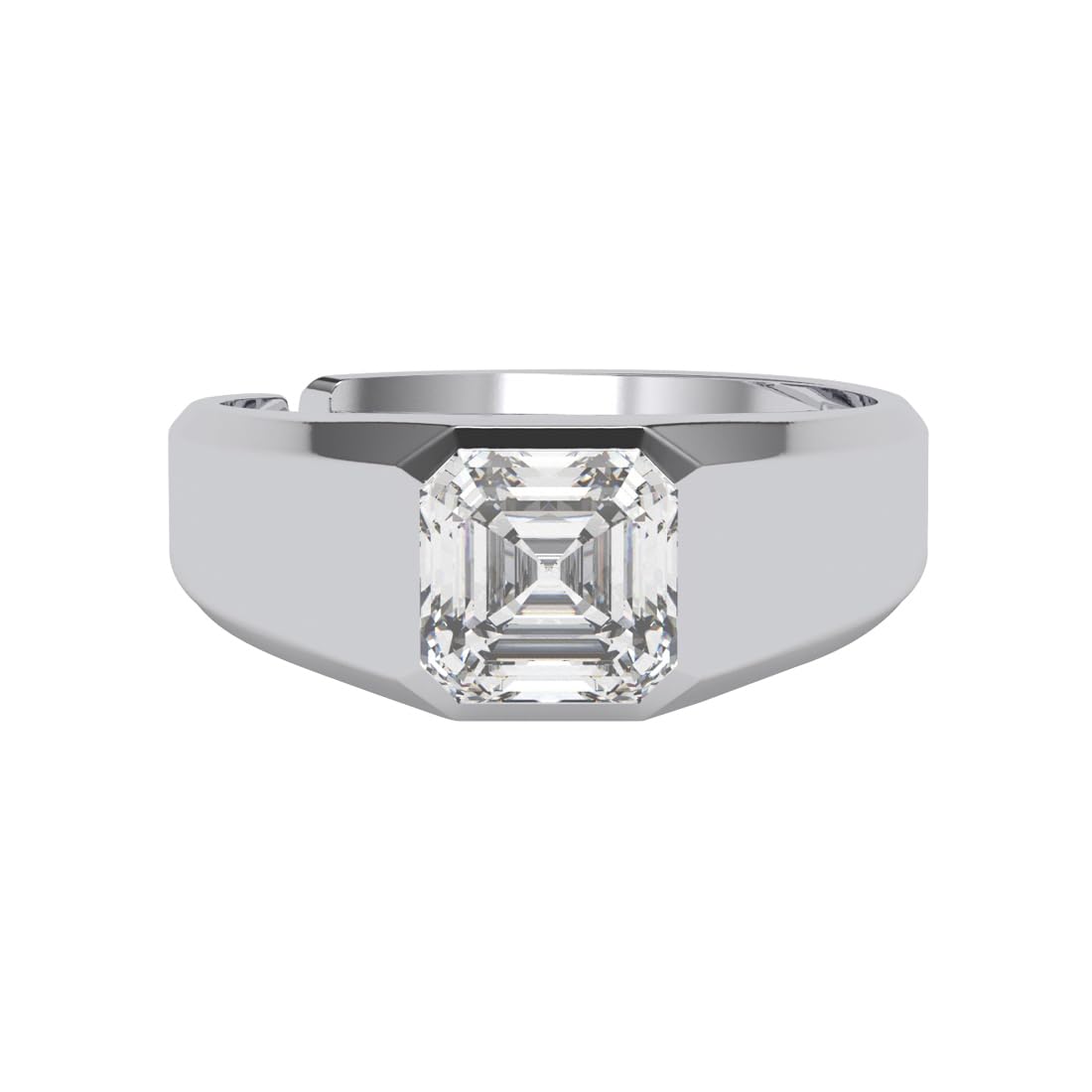 Clara Real 925 Sterling Silver Noel Asscher Solitaire Men Ring |Size Adjustable, Platinum Plated, Swiss Zirconia | Gift for Men & Boys (B0D9RTLYNX) Amazon Price History, Amazon Price Tracker