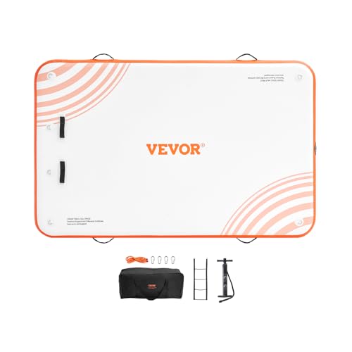 VEVOR Inflatable Floating Dock, 8 x 5FT Inflatable Dock Platform, Non-Slip Water Floating Dock Mat with Portable Carrying Bag & Detachable Ladder, Floating Platform Island Raft for Pool Beach Ocean - image 9