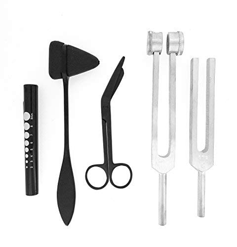 Tactical Black - Set of 5 pcs Reflex Percussion Taylor Hammer + Penlight + Tuning Fork C 128 C 512 + Bandage Scissors 5.5" - Thumbnail 7