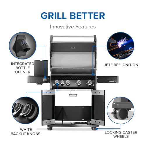 Napoleon Rogue PRO 525 Propane Gas Grill with Infrared Side Burner, Black, Durable 5-Burner BBQ by Napoleon - Image 6