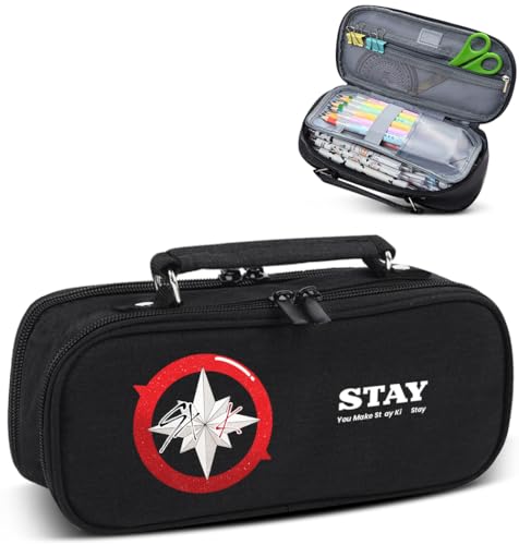 Image of Stray Merch Large Capacity Pen Pouch Bag Stationery Storage Bag Marker Pen Organizer 3 Compartments