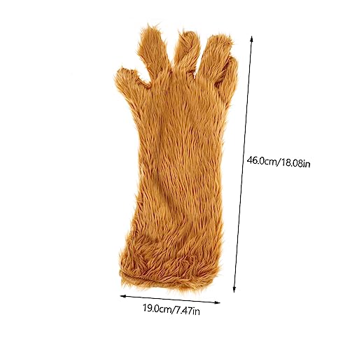 Hemoton Brown Plush Bear Palm Glove Thick Warm Cosplay Masquerade Photo Prop for Party Decoration and Costume Use2