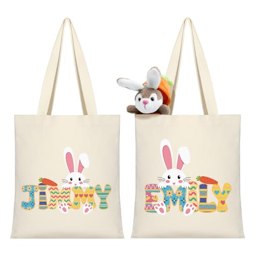 Party to Be Custom Name Easter Bag with Bunny Design Personalized Easter Bags for Girls Boys Customized Tote Bag for Egg Hunts (Big Bunny)