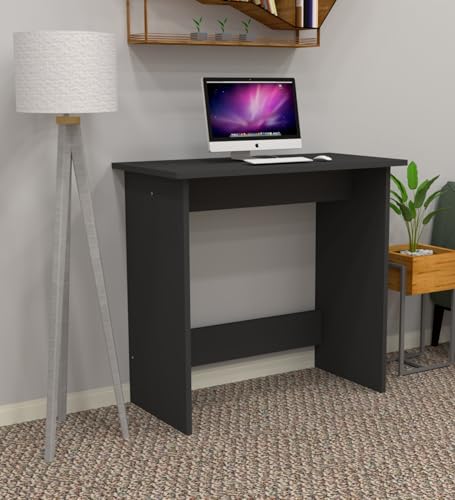 Image of Compact Study Desk, Grey, 80x40x74 cm, Space-Saving Home Office Table, Modern Design, DIY Assembly
