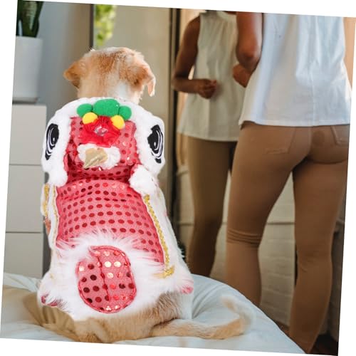 Disfraz para perro León baile rojo XS Happyyami miniatura 4