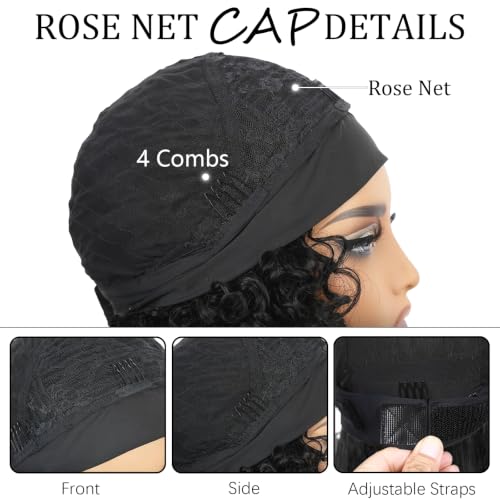 Image of Celiarita Headband Bob Wig Human Hair 14 Inch Curly Short Bob Human Hair Wigs Fringe Rose Curly Bouncy for Black Women Natural Color