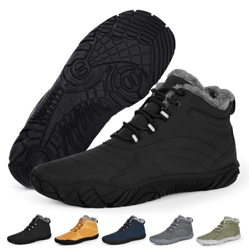 RUYI Barfußschuhe Winter Warm Gefütter Winterschuhe Damen Herren Barfussschuhe Wasserabweisend...