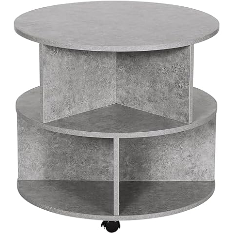 HOMCOM Round Coffee Table with Wheels Cover