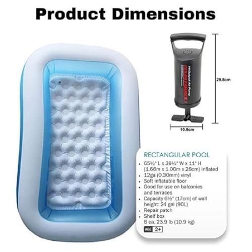 Image of LONGMIRE 5.5ft Portable Inflatable & Foldable Kids Swimming Pool with Air Pump Baby Bath Tub Water Pool for Kids and Adults Outdoor&Indoor Kids Bathing Tub