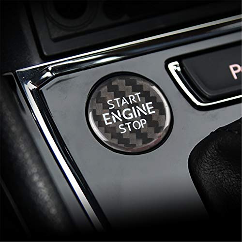 M.JVisun Black Ignition Starter Switch Sticker for VW for Volkswagen Bora CC C-Trek Passat for Tiguan T-Cross Start Stop Engine Button Cover Genuine Carbon Fiber Material