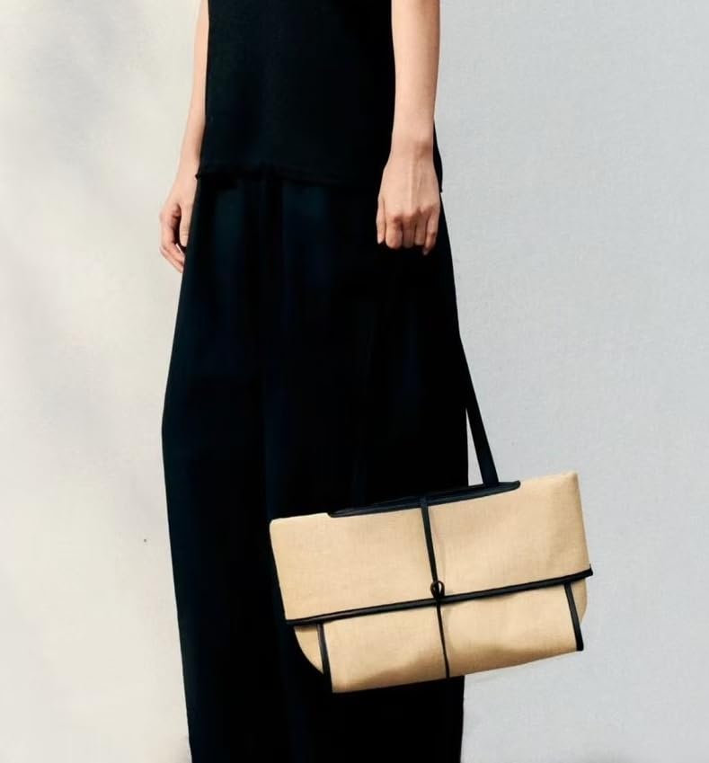 Two-Way Canvas Tote Bag Large Capacity Cowhide Shoulder Bag Commuter Handbag Casual Versatile Luxury big4