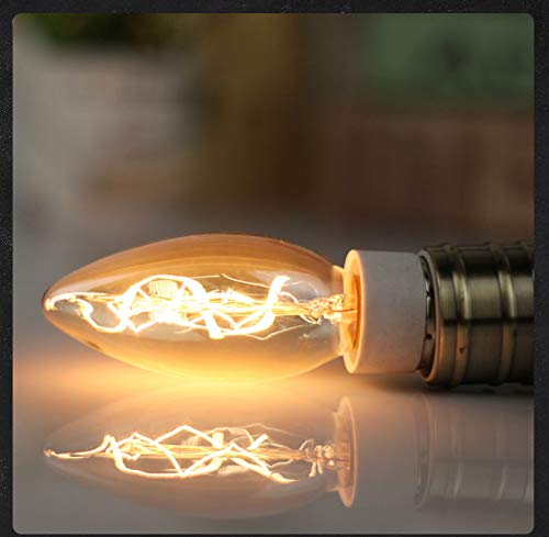 Vintage Incandescent Chandelier Light Bulbs 60W 110-130V, 320 Lumen,2200K,Torpedo Shape Bullet Top Light Bulb With Candelabra Base (E12) Home Light Fixtures Decorative, Dimmable,8-Pack #TOP3