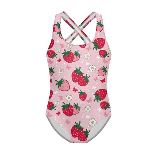 Image of Girls One Piece Swimsuit Teens Cross Back Summer Beach Wear for 5-14Y