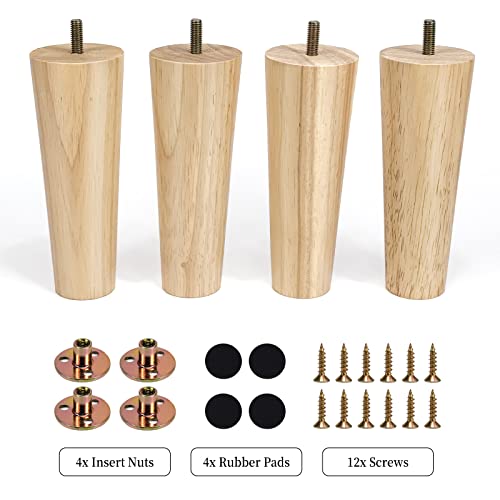 Joatocy 6 Inch Wood Furniture Legs Solid Couch Sofa Legs Chair Replacement Legs Mid Century Modern Replacement Furniture Feet Ottoman Loveseat Coffee Table Cabinet Wood Legs (Set Of 4) #TOP6
