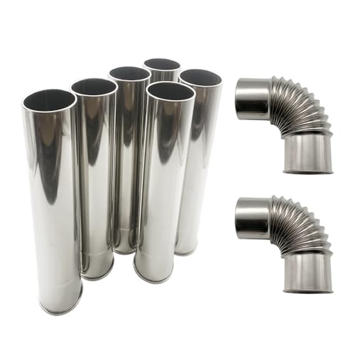 延長煙突 薪ストーブ煙突 直管＋曲管セット 直径6cm 厚手 円形の端 ステンレス製 キャンプ用 ストーブパイプ 家用ガスパイプ