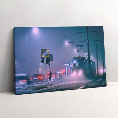 Toile Varsovie Brouillard la Nuit Image Imprimée Haute Définition 60x40cm Wallfluent