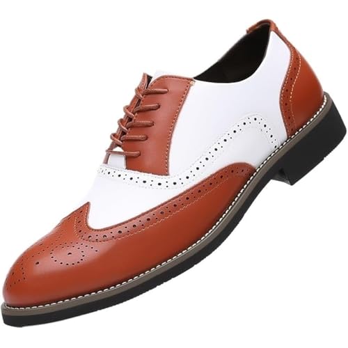 Men’s Lace-Up Brogue Oxford Shoes, Two-Tone Leather Wingtip Design, Slip-Resistant, Comfortable & Stylish for Parties & Business