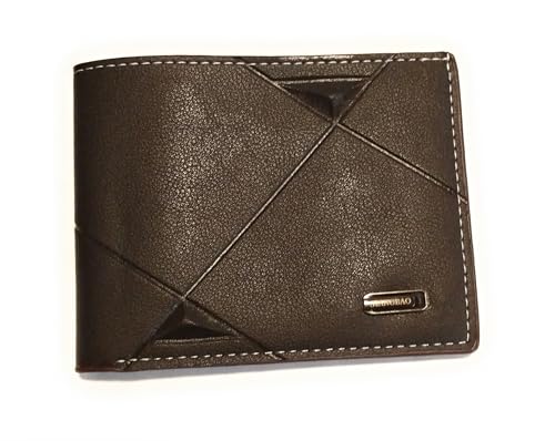 Mens Wallet Dark Brown Slim Durable Stylish PU Leather Bi-fold Wallet ID Window Multi Card Slots