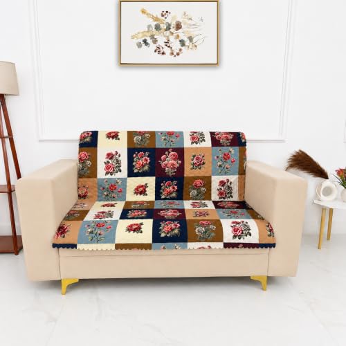 Image of Homerz Premium Printed Quilted Velvet Sofa Slip Cover Protector, Sofa Mat, Exact Size, Antislip Cover (Milan, 2 Seater, Full)