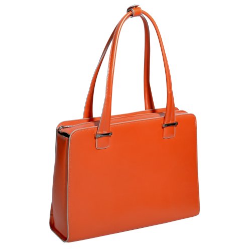 Mckleinusa W Series, Verona, Top Grain Cowhide Leather, 15" Leather Fly-Through Checkpoint-Friendly Ladies' Laptop Briefcase, Orange (96620) #TOP1