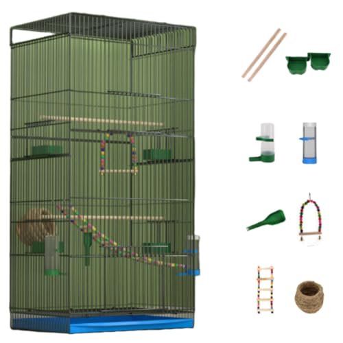 Vifxucy 鳥かご 大型 飼育ケージ 折りたたみ式 フリーインストール 軽量 ポータブル 上部に天窓付き ハンドル 下部に引き出し式トレイ付きでお手入れ簡単 オウム/シャクヤク/メジロ/セキセイインコ/ムクドリ/オカメインコ/九官鳥などあらゆる種類の鳥