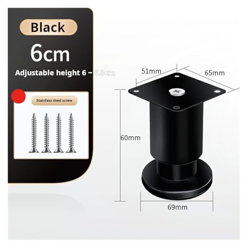 Patas ajustables para sofá en acero inoxidable negro que elevan tu cama 3