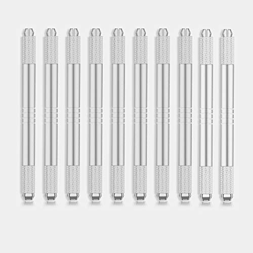Yoomay Microblading Pen Embroidery Manual Eyebrow Tattoo Pen 10 Pieces For Permanent Makeup Disposable Supplies (10Pcs Double Head Pen)