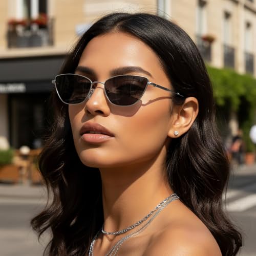 Image of Diamond Shape Cat Eye Women's Sunglasses Lightweight Frames Provide Uv Protection,Small Metal Frames Making Them Ideal For Everyday Wear.,Non-Polarized