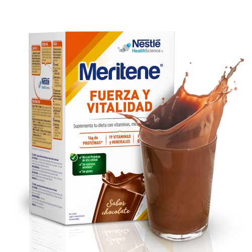 Meritene Fuerza Y Vitalidad - Suplemento Alimenticio Formato Polvo – Batido De Proteínas Vitaminas Y Minerales – Chocolate – Suplemento Nutricional Y Refuerzo Del Sistema Inmunitario