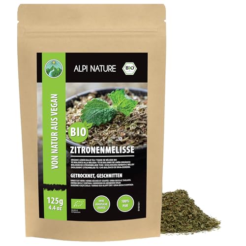 Alpi Nature Organic Lemon Balm Tea 125g 4.4 oz Dried and Cut Lemon Balm Leaves for Melissa Tea