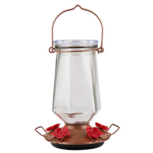 Perky-Pet Crystal Bronze Top-Fill Glass Hummingbird Feeder – 28 oz Nectar Capacity, 9109-1SR