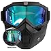 Produktbild Motorradbrille mit Maske Abnehmbarer, Beschlagfreie Winddichte Motorradbrille Skischutzbrille, Mundfilter, Rutschfester Riemen Verstellbar, Unterstützung für das Bringen von Kurzsichtigkeitsbrillen