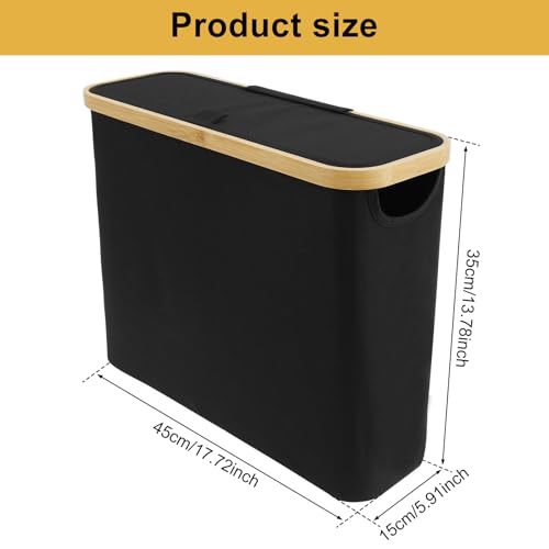 Toilet Paper Storage Basket, Large Capacity Toilet Paper Basket for Bathroom, Holds up to 12 Toilet Paper Roll, Foldable Toilet Paper Holder Dispenser with Side Window, Toilet Bin for Home (Black)